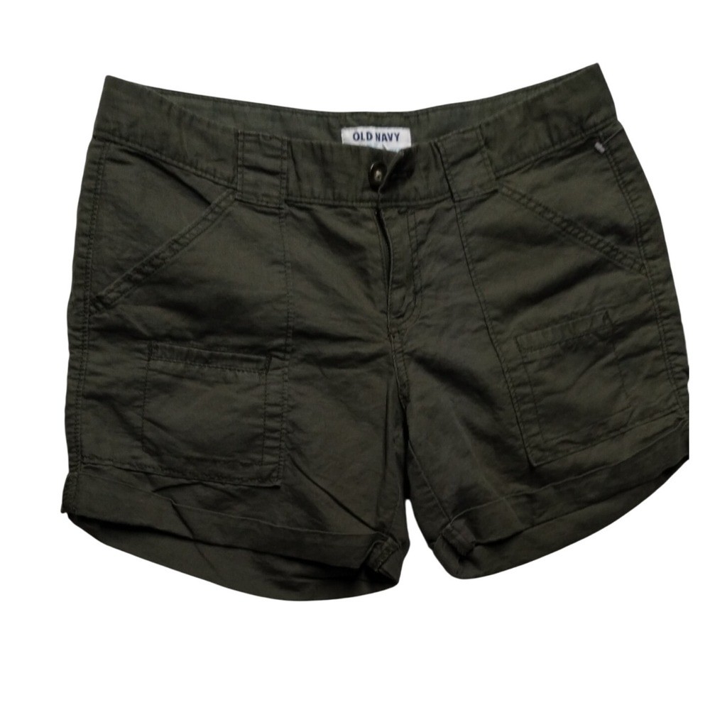Old Navy Black Cargo Shorts Casual Everyday Cuffed Hem Women's‎ Size 6